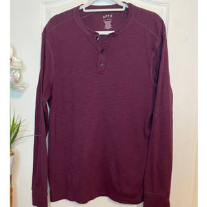 APT.9 - MENS LONG SLEEVE HENLEY - LARGE